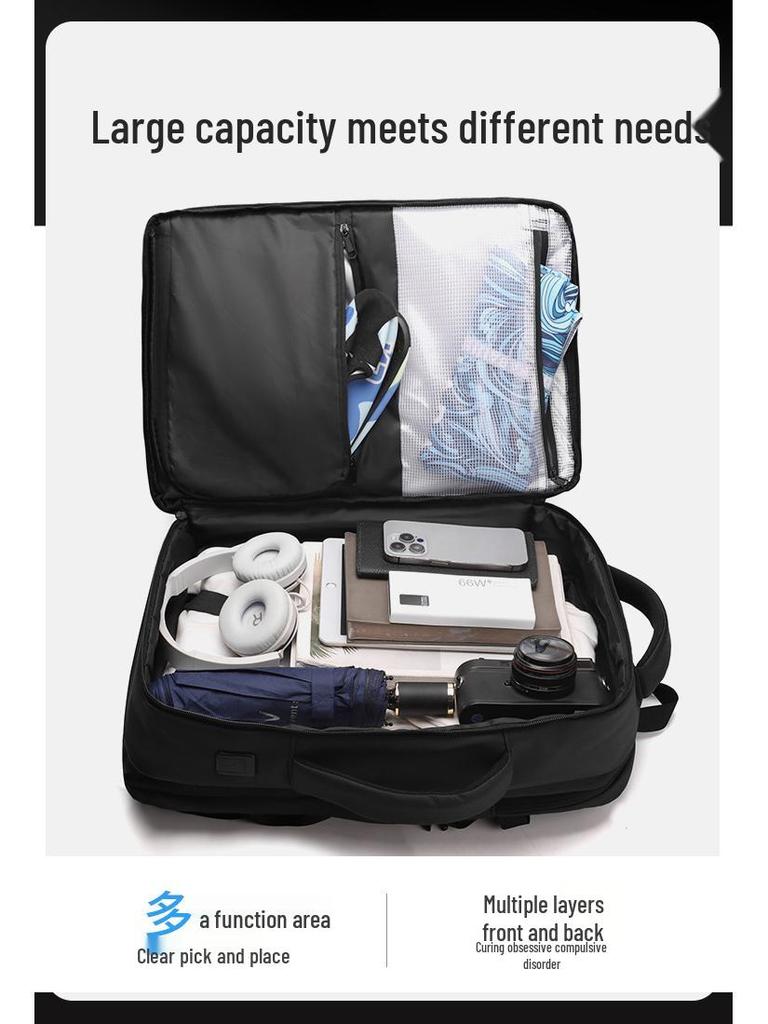 Мужской расширяемый рюкзак для ноутбука для деловых поездок - Большая вместимость, ручная кладь для офиса и путешествий.