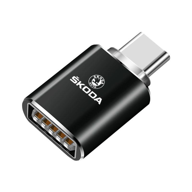 HIAQ2 Type C To USB Port Converter Charging Cable Adapter For Skoda Octavia Superb Rapid Kodiaq Karoq Fabia Kamiq Enyaq Citigo Scala