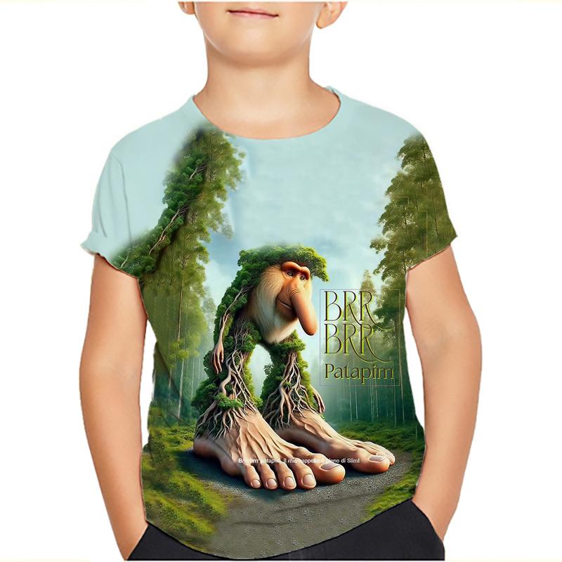 Тунг Тунг Тунг Сахур Мем Футболки Bombardiro Crocodilo Детские Мальчики Девочки Футболка Тралалеро Тралала Футболки с коротким рукавом Топы