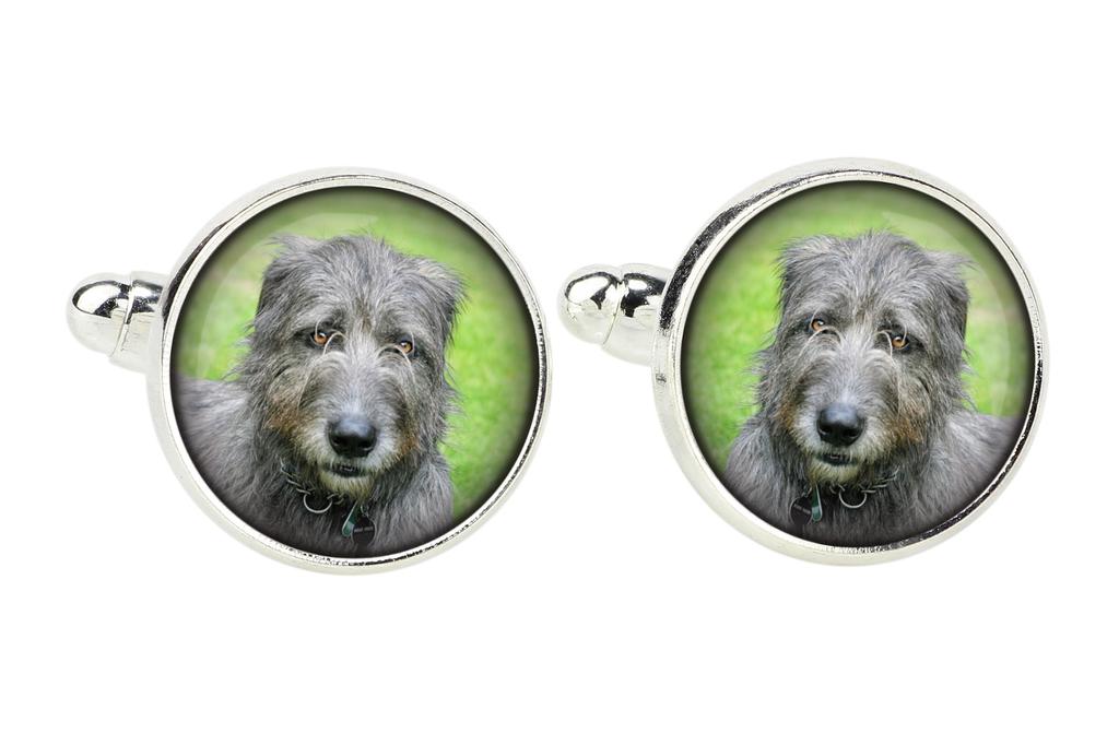 Irish Wolfhound - cufflinks and tie with your photo, a suit decoration, men's jewelry from the Art-Dog brand.