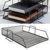 Desktop Tray Organizer Document Letter File Rack Iron Storage Bookshelf Office Supply
