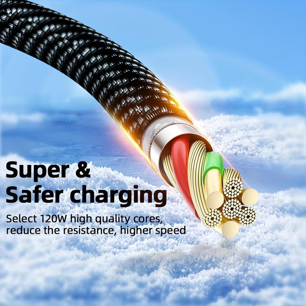 Кабель для быстрой зарядки USB A — Type C 120 Вт с цифровым дисплеем для Huawei и других