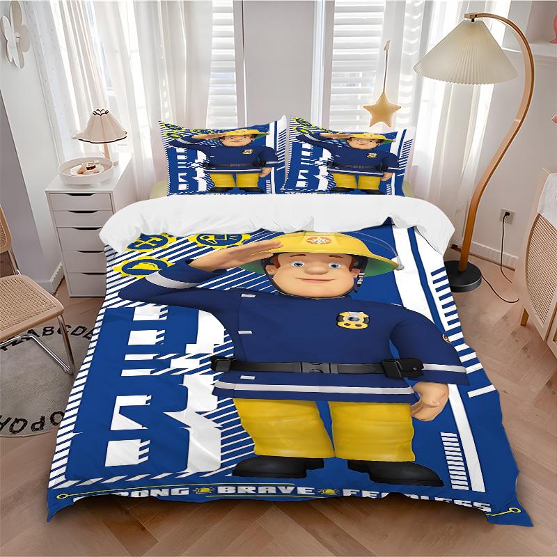 Fireman Sam'S Heroic Adventures Print 3Pcs Bedding Setduvet Cover With 2 Bedropillowcase Home Birthday Gift