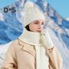 3 Pcs/Set Unisex Winter Hat Scarf Gloves Set Thick Knitted Ear Protection Cap Gloves Stretchy Plush-lined Windproof Winter Dome Beanie Neck Wrap Set
