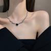 Light Luxury and High Grade Black Peach Heart Collar Chain for Spicy Girls with A Cold and Elegant Style, Exquisite and Niche Necklace