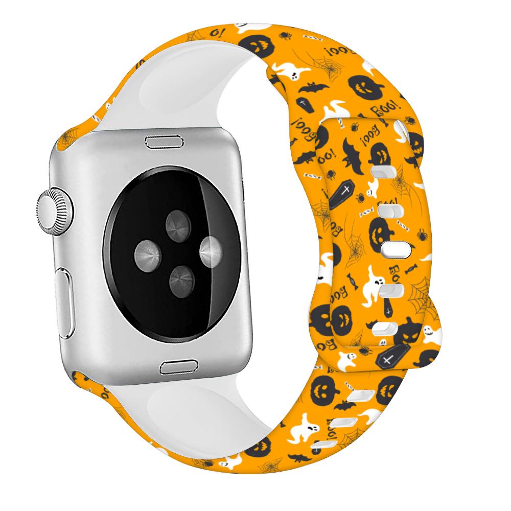 Силиконовый ремешок для Apple Watch Band 44 мм 40 мм 45 мм 49 мм 41 мм 38 мм 42 мм Хэллоуинский браслет iwatch series 9 7 se 3 5 4 6 8 ultra 2