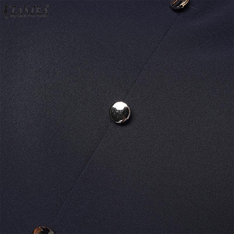 ZANZEA Женское повседневное платье с воротником-стойкой и длинными рукавами в стиле пэчворк