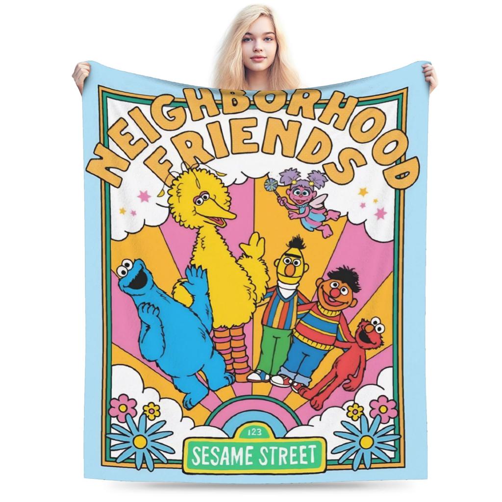 Sesame Street Cartoon Blanket Elmo Lovely Flannel Funny Breathable Throw Blankets for Bedding Lounge Textile Decor