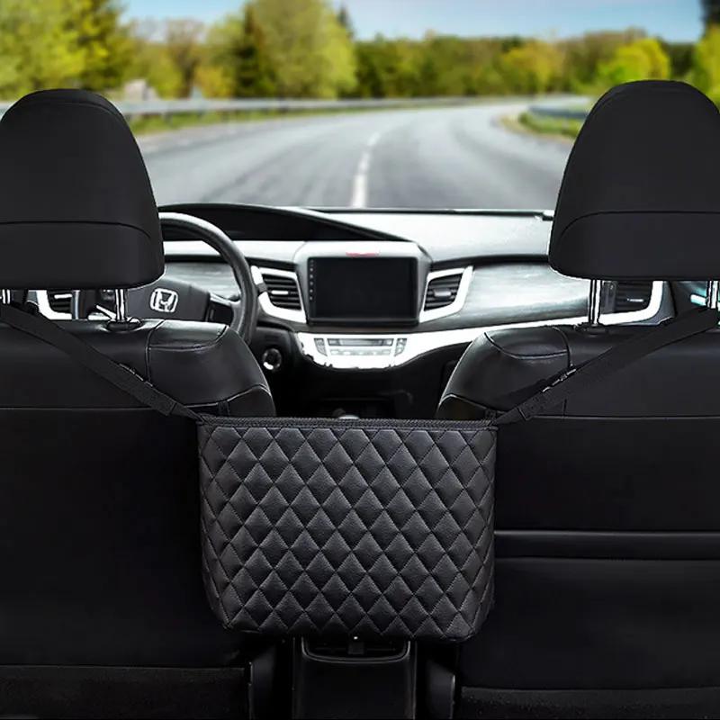 1 шт. Автомобильный органайзер-утилита Кожаный подвесной карман для хранения Блокировка хранения между сиденьями Автомобильный простой удобный сетчатый карман для хранения