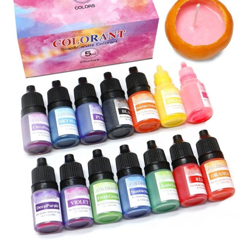 20 цветов, свечные красители, пигмент, ароматизированный жидкий краситель, пигмент, форма для свечи, мыло, окраска, ручная работа, смоляный пигмент