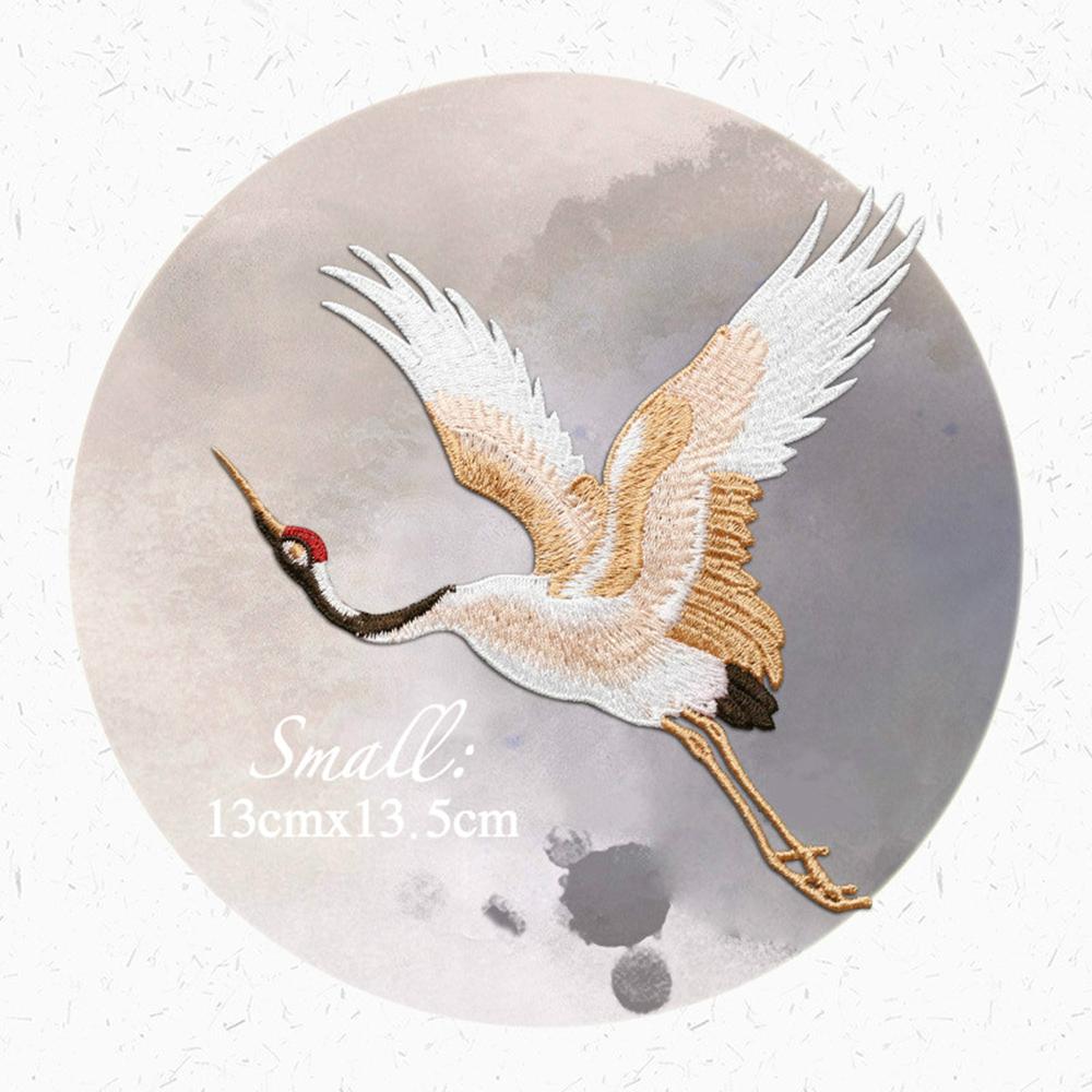 Патчи в китайском стиле для одежды, вышивка, аппликация, пришивание, декор с птицами журавлями, сделай сам, вышитые наклейки для одежды