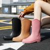 Medium Tube Rain Shoes Women's Fashion Water Shoes Kitchen Work Car Wash PVC Rain Boots Water Shoes Fashion Rubber Shoes