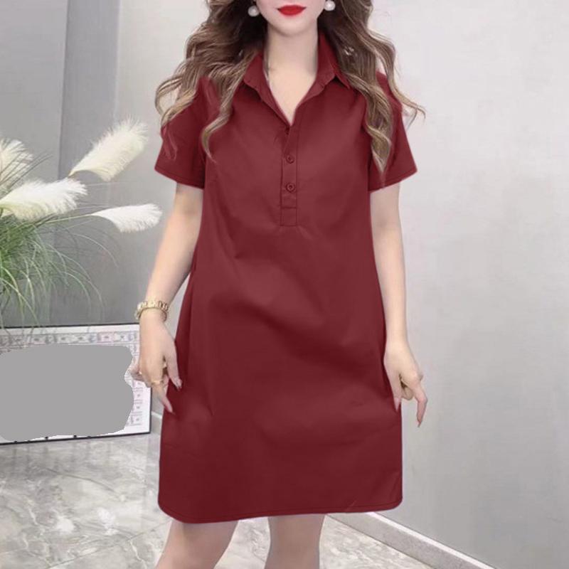 ZANZEA Женское повседневное однотонное платье с коротким рукавом и отложным воротником