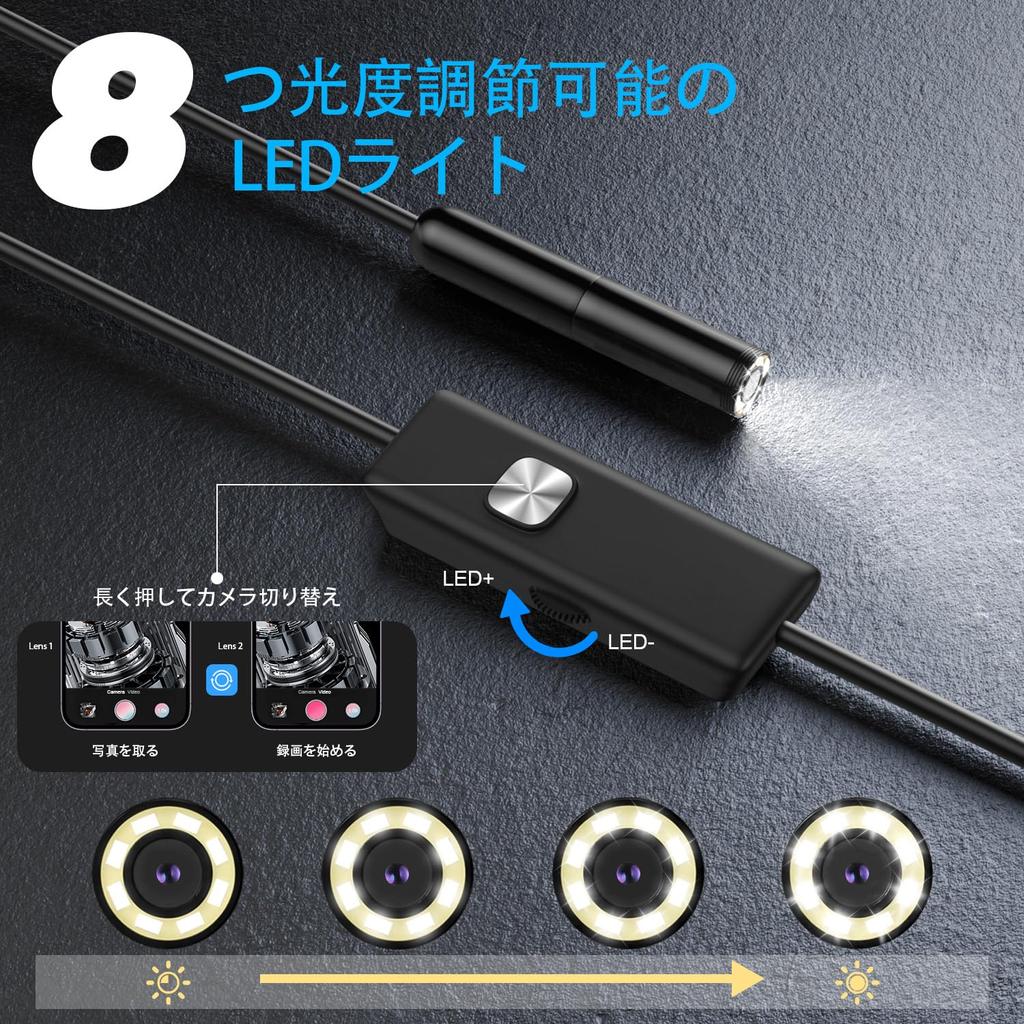 LEEKEY 2 мегапикселя Водонепроницаемый эндоскоп с одним объективом 8 светодиодов IP67 5 м USB и Lightning Совместим с Android и для Домашней машины и Независимый