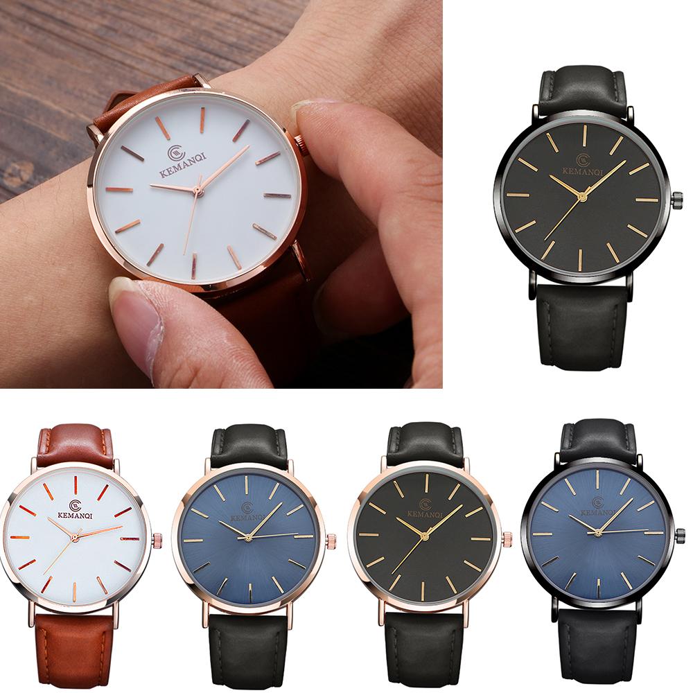 Gifts Classic Business Simple Quartz Wrist Watch Genuine Leather Strap 6.5mm Ultra Thin Men Watch
