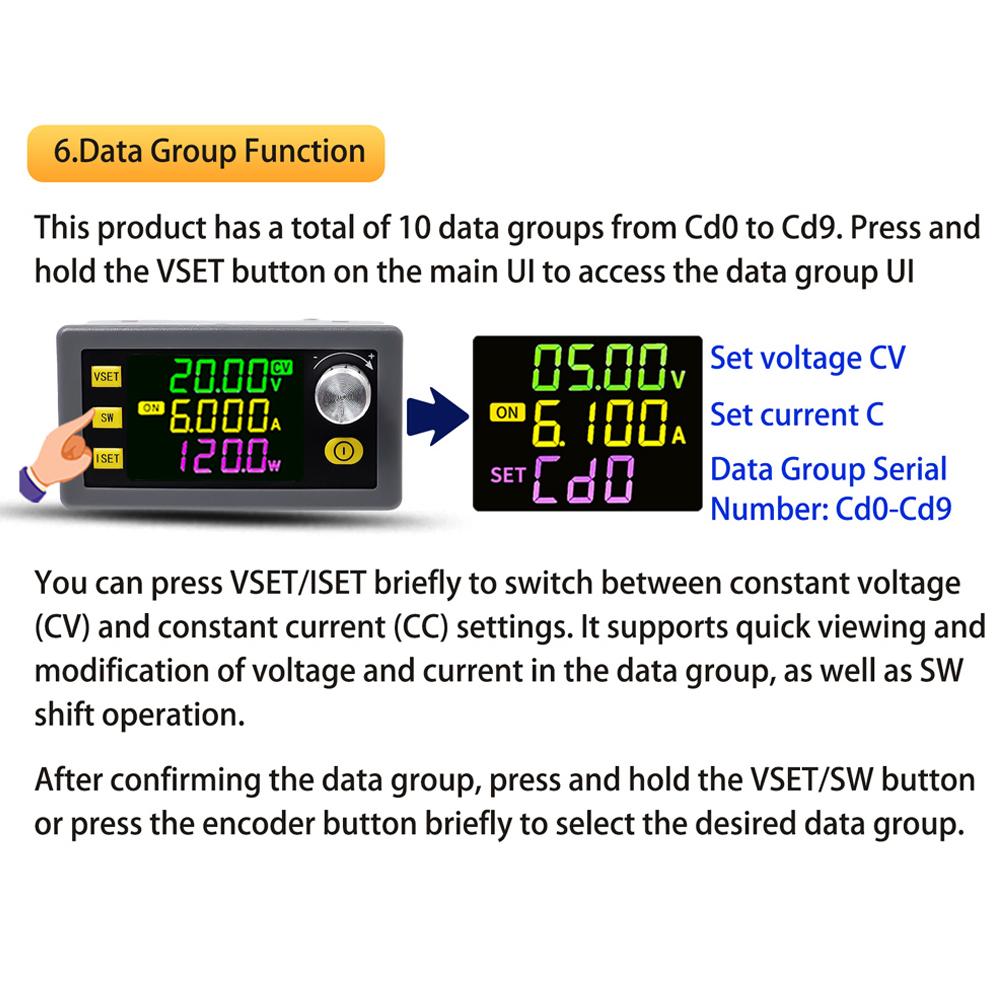 Цифровой регулятор напряжения постоянного тока, модуль питания, полный угол обзора, цветной ЖК-дисплей VA