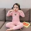 Стильная флисовая пижама для девочек - Воротник-стойка, Теплая осенне-зимняя коллекция 2025, Комплект домашней одежды для детей среднего и большого размера