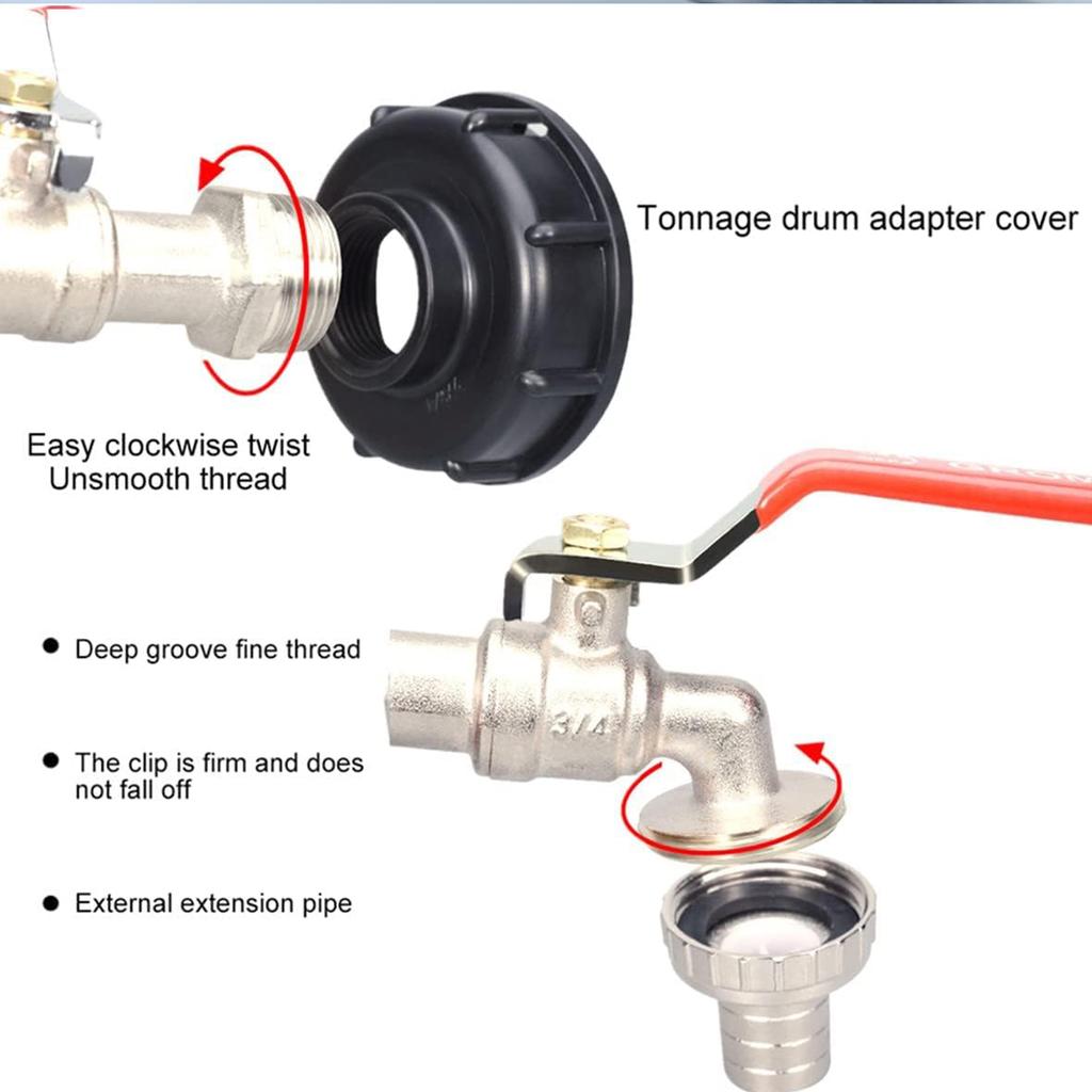 Адаптер для бака из алюминиевого сплава 3/4" 1/2", соединение для бака объемом 1000 литров, садовый кран для бака с латунным адаптером