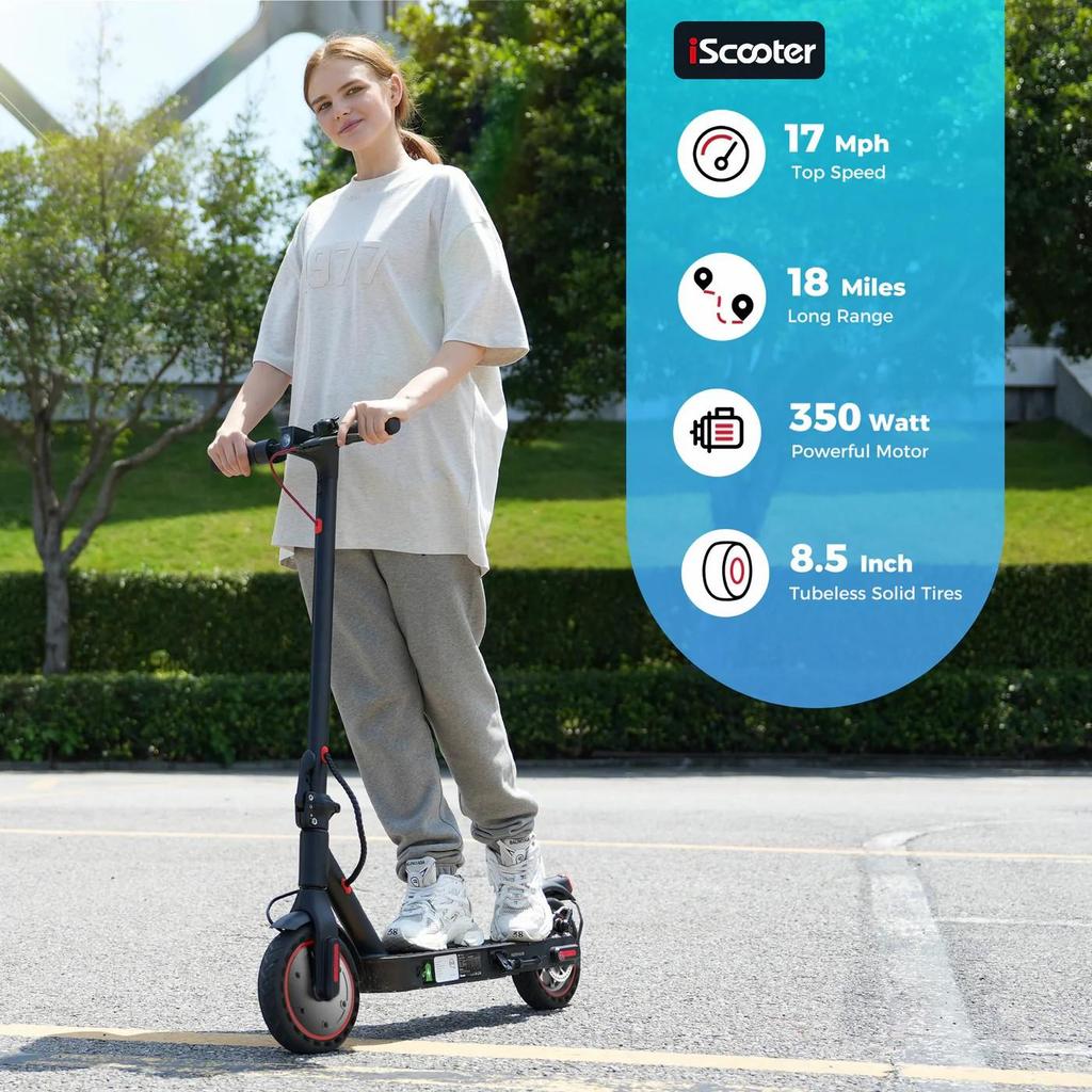 Electric Scooter Foldable iScooter i9 8.5" 350W Motor Electric Scooter Top Speed 28Km/h 36V 7.5AH Range 30Km Load 100Kg