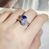 925  High Quality Blue Topaz Ring Inlaid Pure Body Cut Fire Bright Paraiba Ring Women's Party Birthday Gift