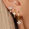 Набор сережек-гвоздиков для tragus с кристаллами в виде цветка, модные квадратные серьги-кольца huggie для женщин, оптовая продажа, украшения для хряща, helix, мочки уха