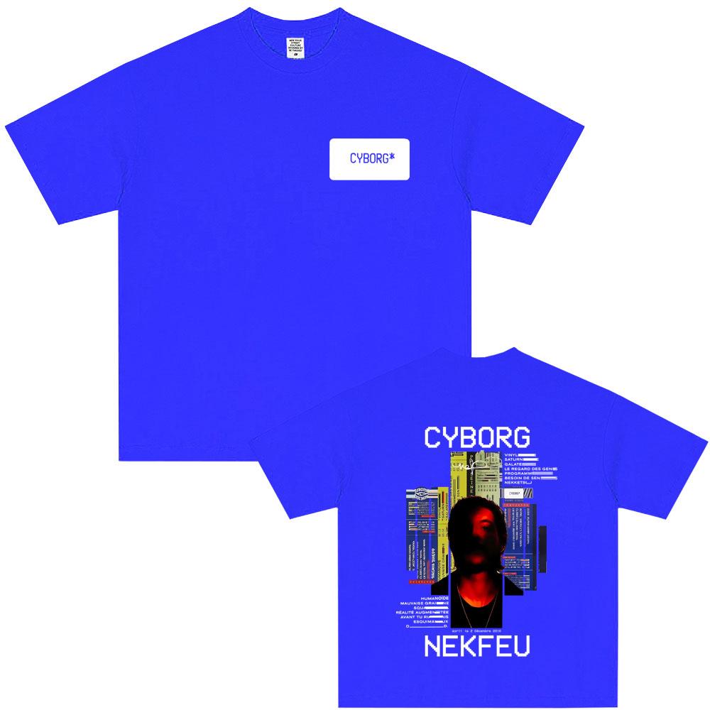 Футболки с графическим принтом рэпера Nekfeu Cyborg, летние, унисекс, женские, хип-хоп, модные, поп-музыка, мужские, повседневные, хлопковые, винтажные