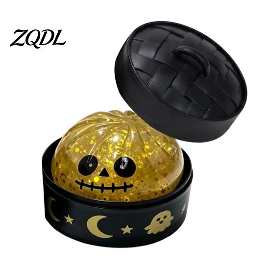 Portable Sensory Toys for Classroom Halloween Bun Squeeze Toy with Steamer, Fidget Stress Ball, Spooky Ghost Holiday Party Supplies Trick or