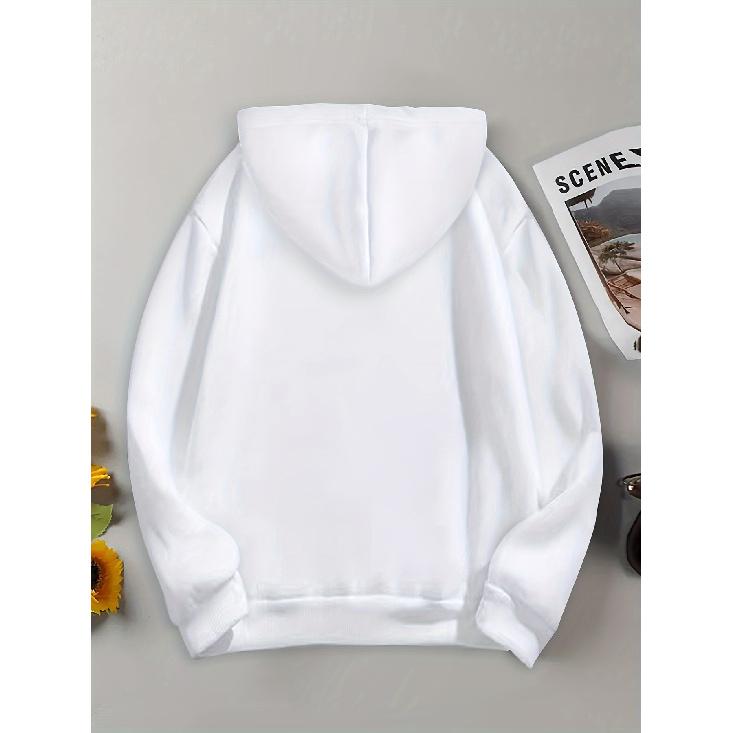 Christmas Graphic Hoodie - Fashionable Loose Fit Long Sleeve Pullover Sweatshirt with Wine Glass & Santa Hat Print, Casual & Comfortable for Party