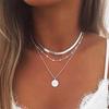 Multilayer Necklace Women Geometric Necklaces Jewelry Long Chain Gold Colors Simple Korean Trendy High Quality Metal Collares