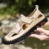 Fashion Breathable Mens Sandals Handmade Leather Male Summer Shoes Outdoor Walking Beach Flats Cool Mesh Sneakers Non-Slip Men Sandalias
