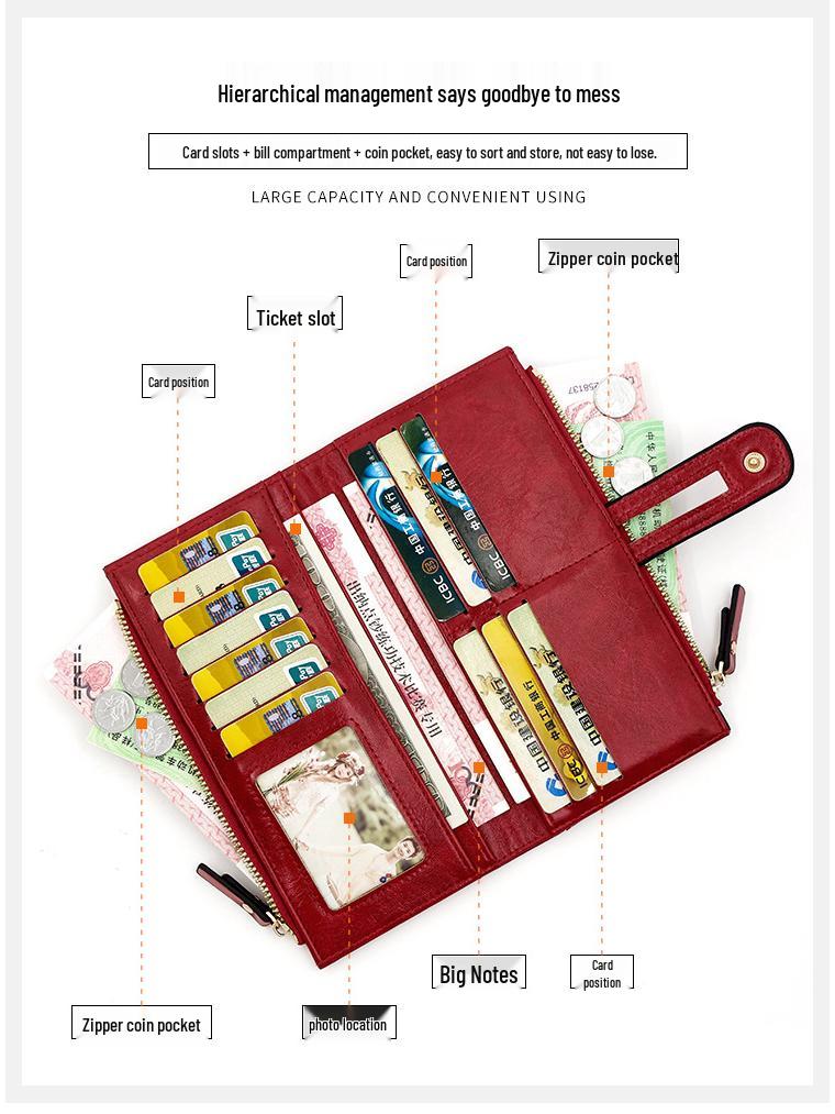 Женский длинный клатч: Мультикардхолдер и кошелек для телефона - Европейская и американская мода