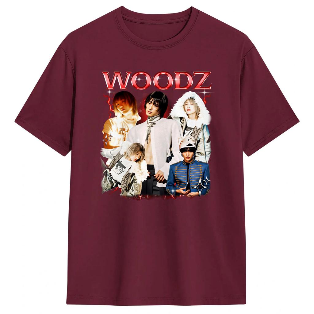 Мужские футболки WOODZ World Tour Модные хлопковые футболки с круглым вырезом и коротким рукавом Одежда больших размеров