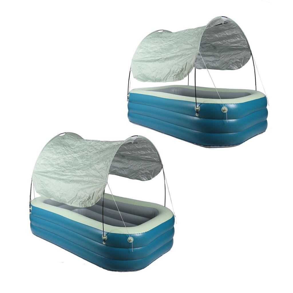 Inflatable Pool Thickened Large Blow Up Swimming Pool with Canopy Slide for Kids Backyard Outdoor