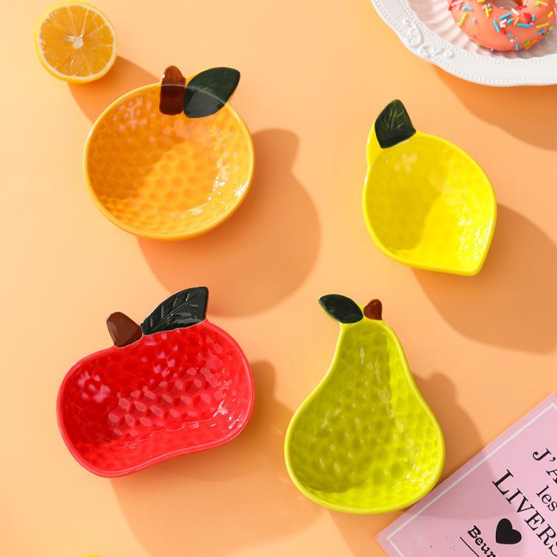 BRCartoon Fruit Platter Candy Bowl Porcelain Sauce Dish Orange Seasoning Appetizer Tableware Dipping Sauce Seasoning Small PlatesEY