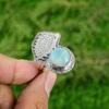 Sterling Silver Larimar Gemstone Artisan Sister New Statement Throat Chakra Ring