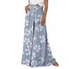 Women's Palazzo Pants Boho Floral Wide Leg Trousers Summer Beach High Waisted Flowy Pants With Pockets