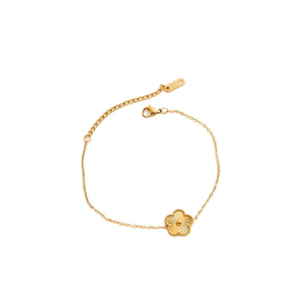 Браслет-шарм из нержавеющей стали, горячо продаваемый, с золотым покрытием, в виде клевера, роскошные браслеты-цветы с пятью лепестками, ювелирные изделия для женщин, подарок