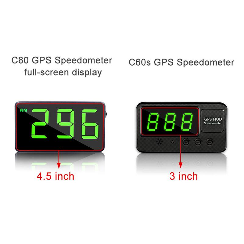 Vjoy GPS Спидометр 4,5 дюйма C80 Одометр скорости Пробег HUD Дисплей Цифровая сигнализация скорости MPH KMH Проектор отображения высоты 3 дюйма C60s