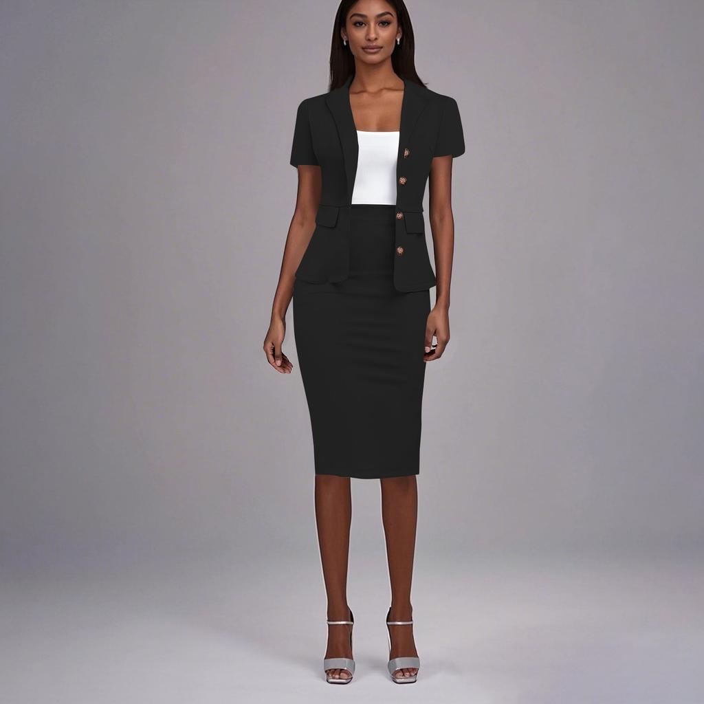 Women's Elegant Casual Outfits For Work Business Costume Pencil Skirt Suit Set