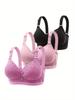 3 Pcs Elegant Floral Lace Bra - Ultra-Comfy, Breathable, Push-Up Intimates for Women - Exquisite Lingerie & Underwear for Everyday Wear