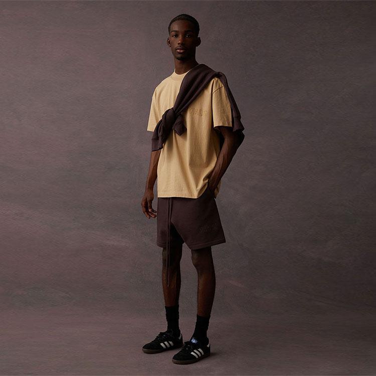 Fear of God Essentials Футболка с коротким рукавом с принтом логотипа-буквы Унисекс Топы Песочный Белый ESSENTIAL125BT222004F