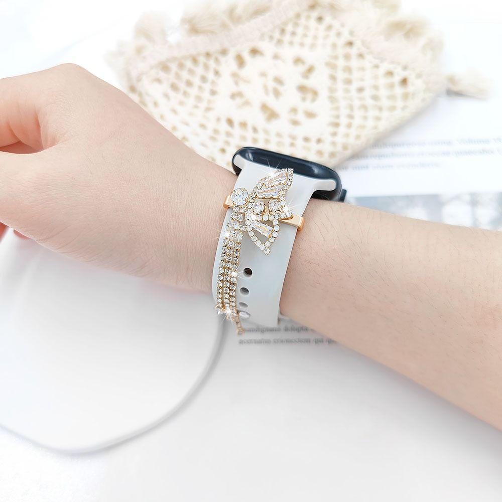 Бабочка Стразы Ремешок для часов Орнамент Металлический ремешок Аксессуары Алмазное декоративное кольцо для женщин