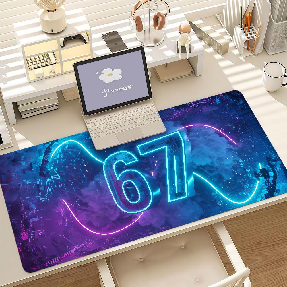 Glitch Neon 67 Mouse Pad Anti Slip Rubber Edge Locked Thickened Laptop Gaming Desk Mat