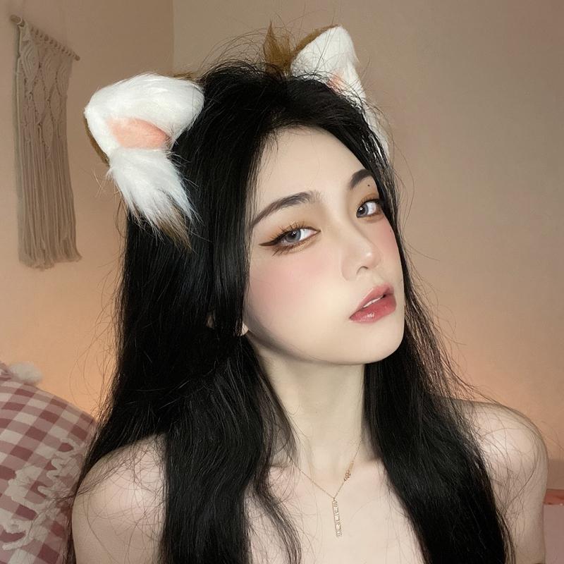 Cute Cat Fox Fur Ear Hair Hoops Night Hairband Headbands Hair Cat Ear Hair Band