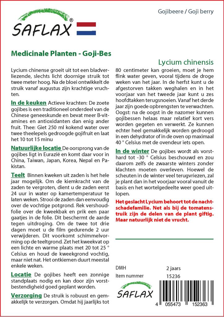 SAFLAX Garden in the Bag - Ягоды Годжи - 200 семян - С субстратом в подходящем стоячем пакете - Lycium chinensis