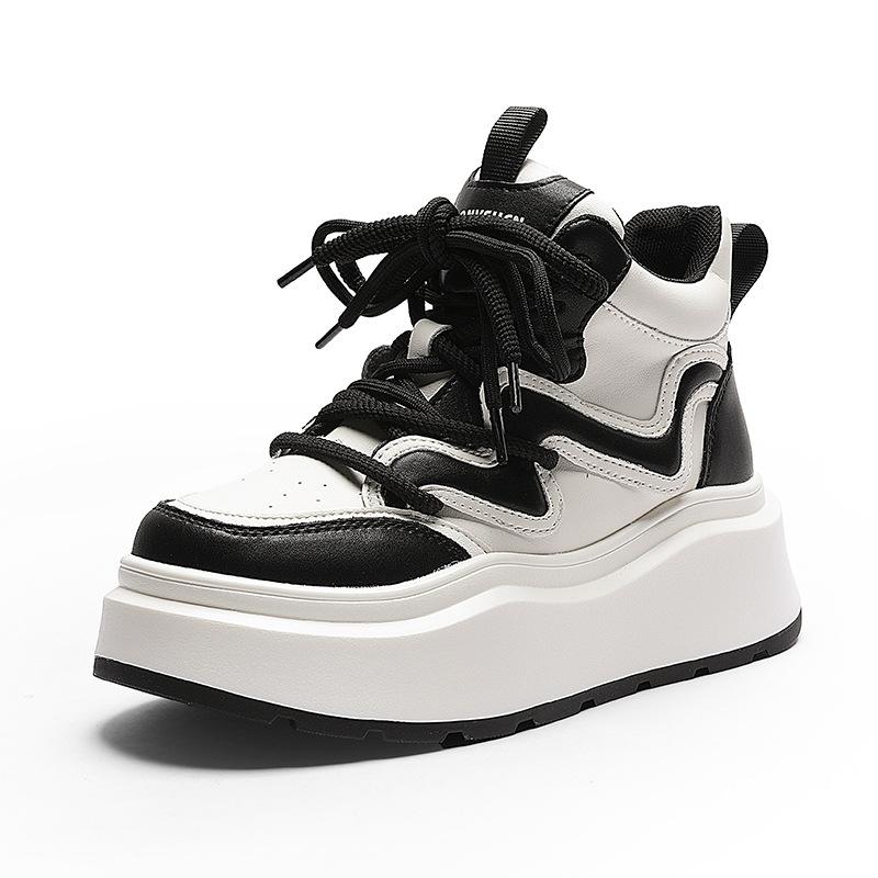 High-top little white shoes women's autumn and winter thick-soled small casual sports leather velvet board shoes