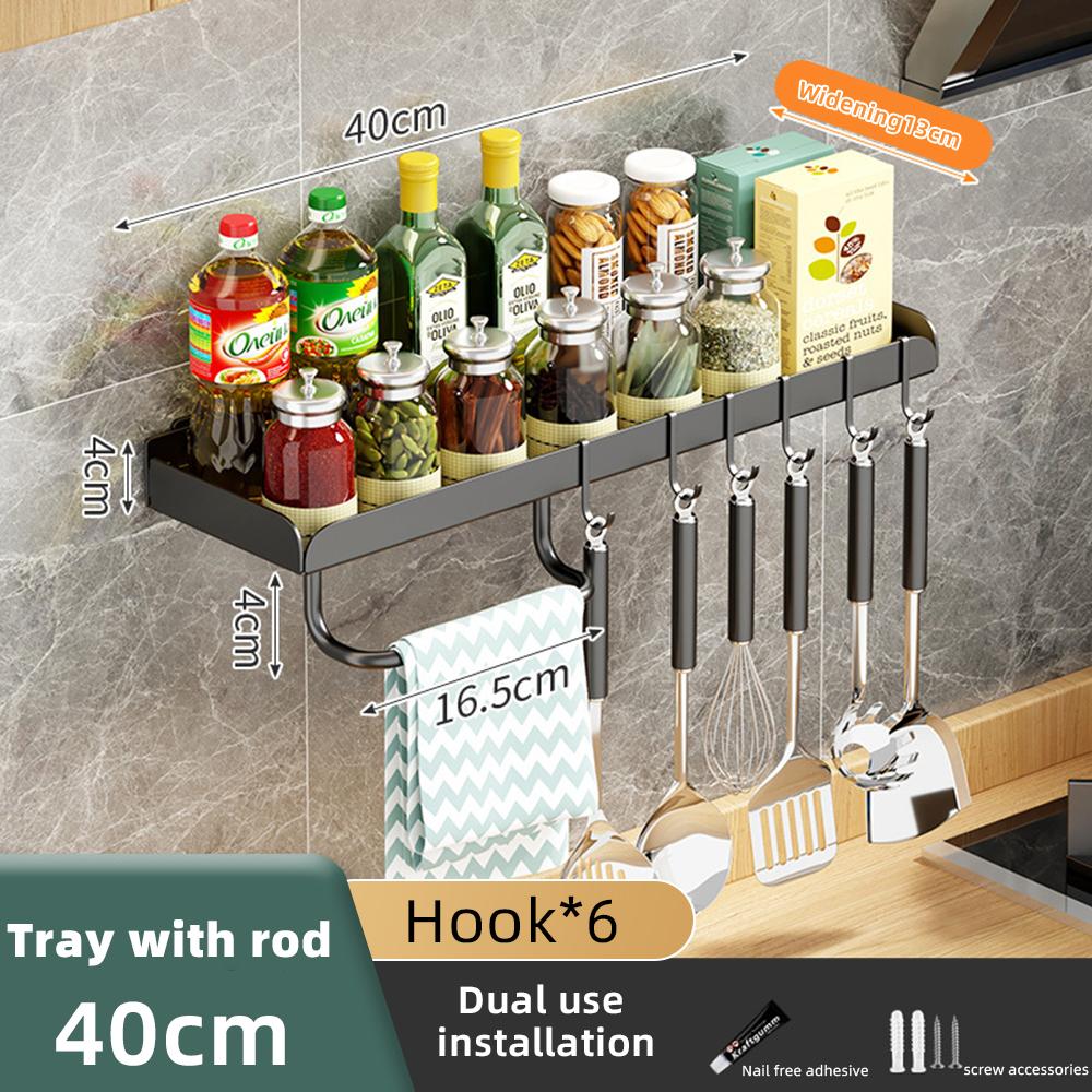 Кухонный органайзер для специй, настенные полки для специй без отверстий, кухонные полки для хранения, алюминиевые полки для приправ