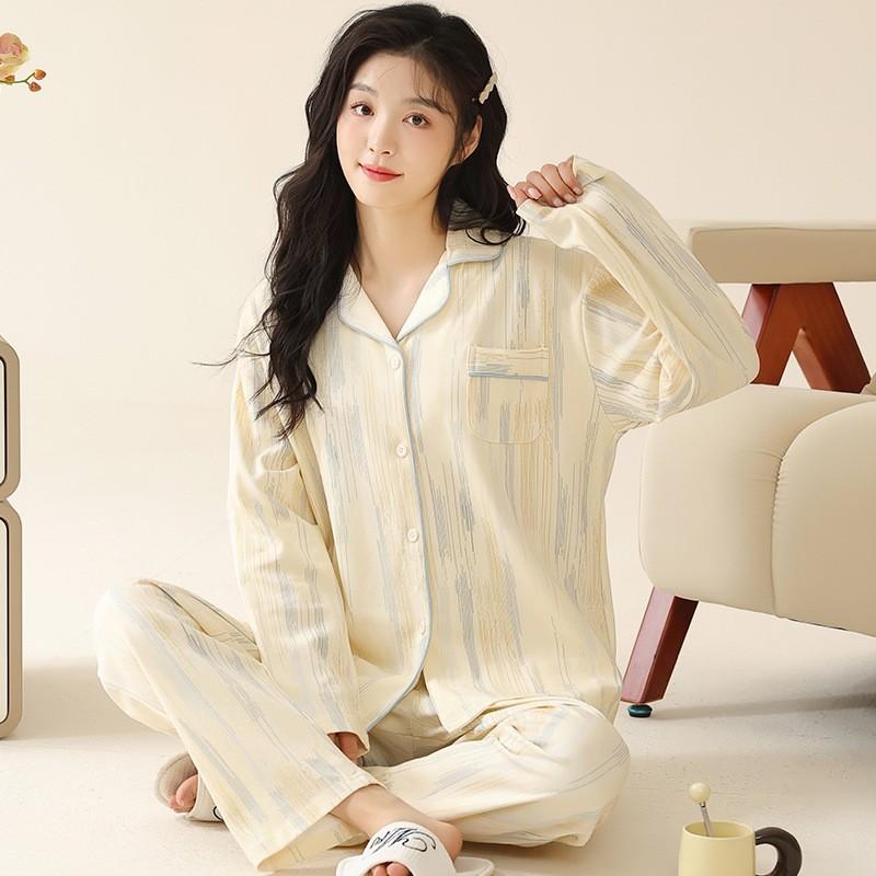 Women's Cardigan Long-sleeved Long Pants Cotton Pajamas Homewear   New Women's Cute Cartoon Comfortable Suit Can Be Worn Outside