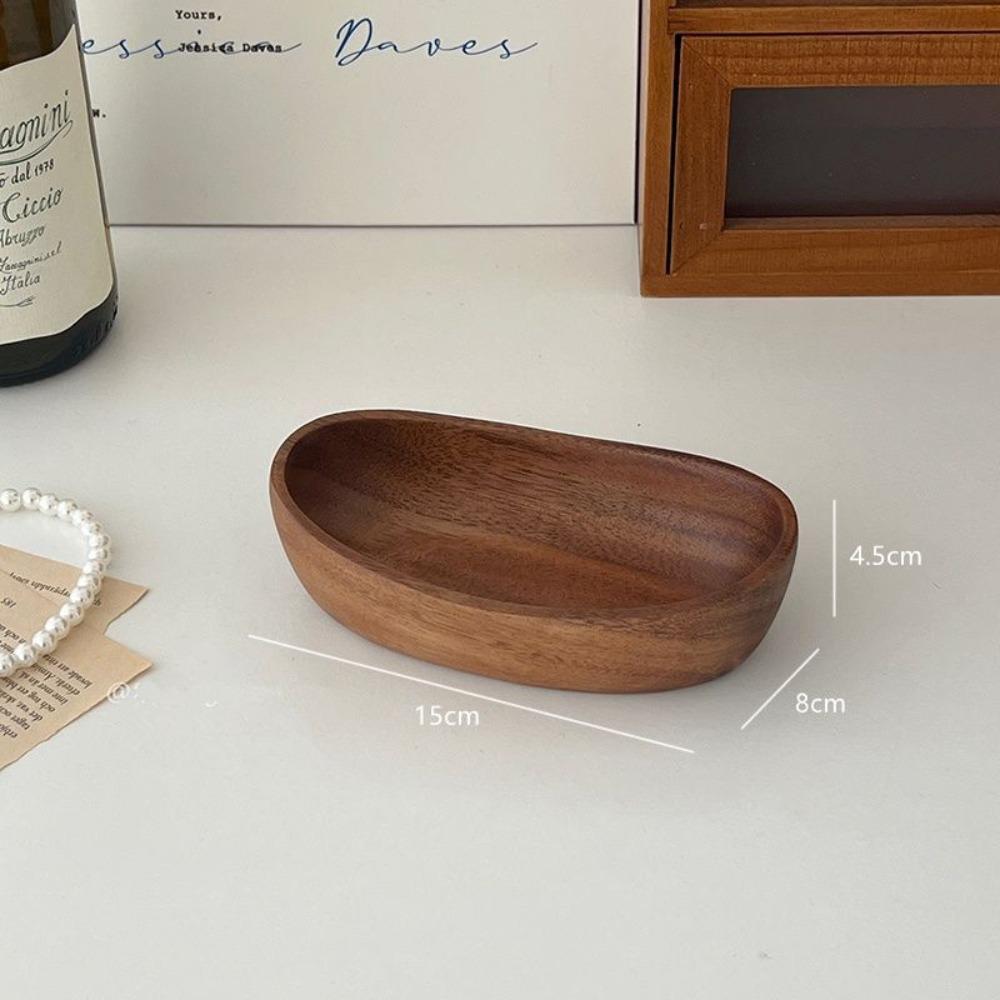 Retro S/M/L Jewelry Storage Box Walnut Large Capacity Entrance Key Organizer Boat Shape Desktop Storage Box