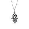 Star of God Amulet Talisman Filigree Hamsa Hand of David Pendant Necklace for Women for Teens Black Oxide Sterling Silver .925